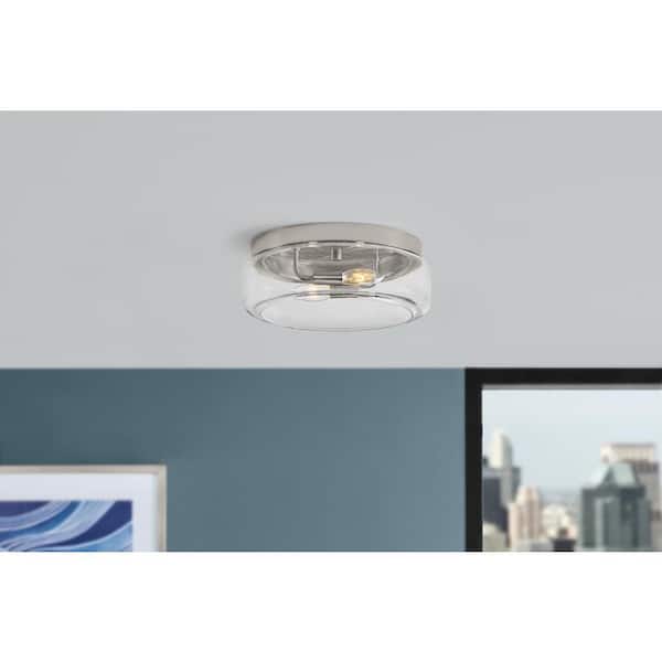 13 in. 2-Light Brushed Nickel Flush Mount Light