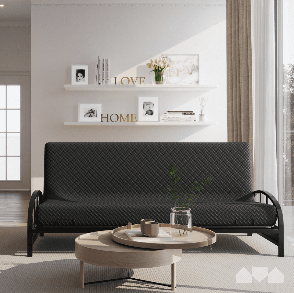 Memory Foam Futon Mattress Full Size (Frame Not Included, Black)