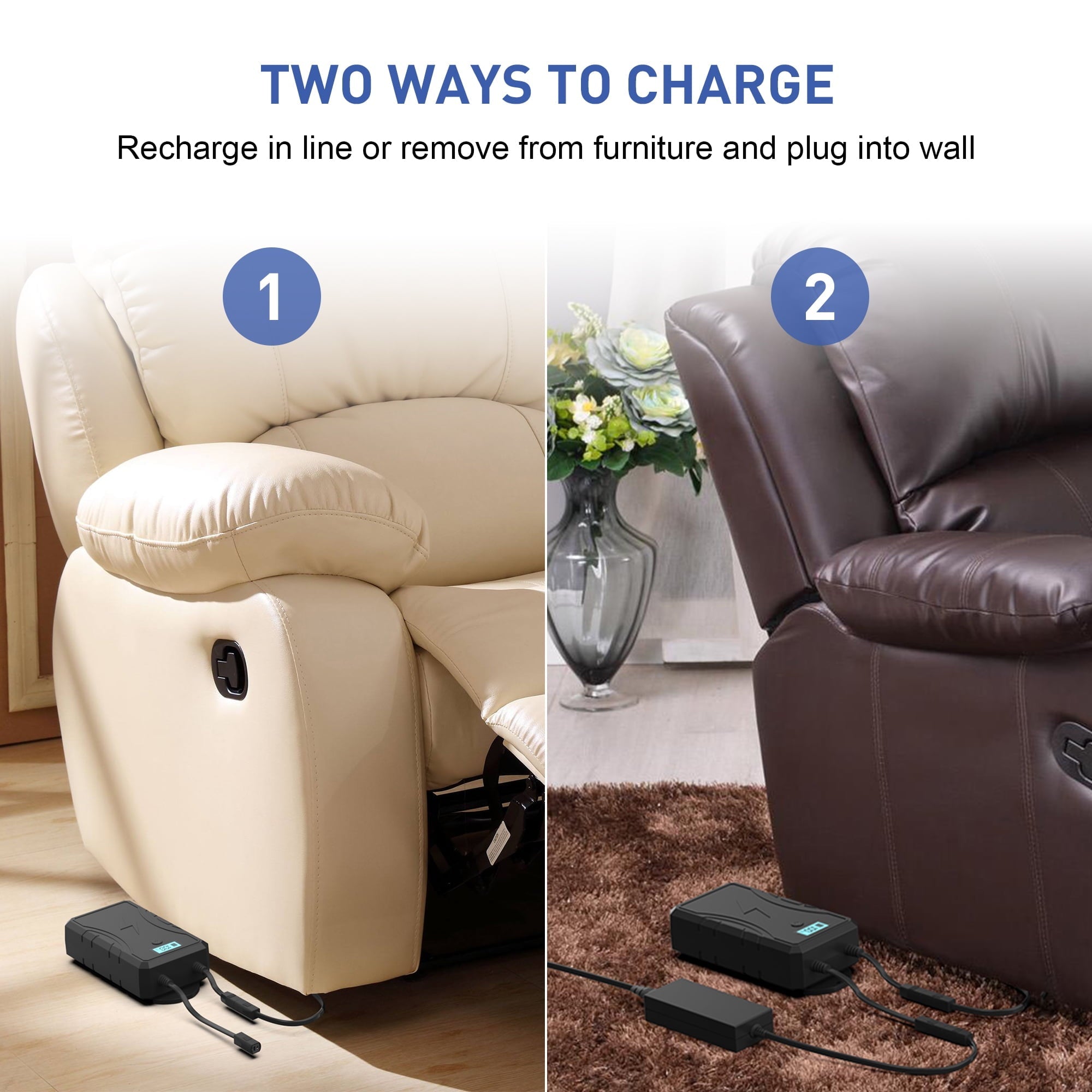 TOMSHEIR 2500mAh Battery Pack for Reclining Furniture Recliner Battery Pack Rechargeable Power Supply 29V 24V 2A for Power Recliner, Sofas, Chairs, Couch