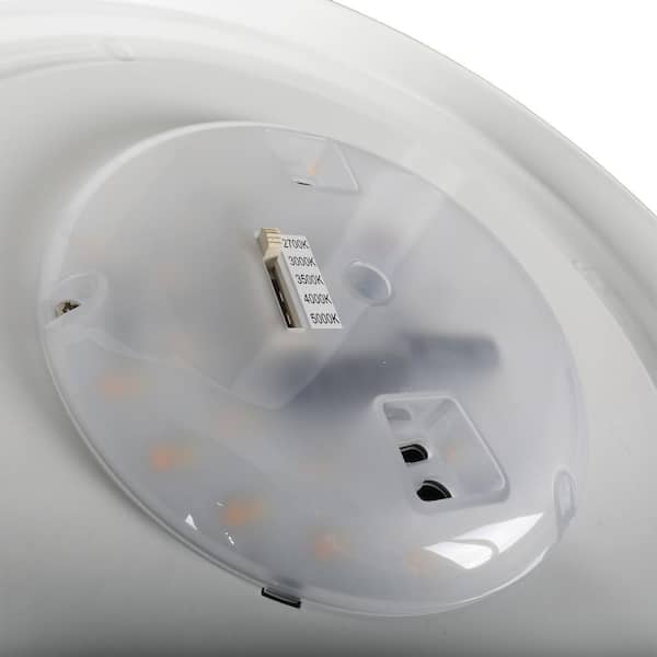 11 in. 1-Light White Selectable LED Puff Flush Mount