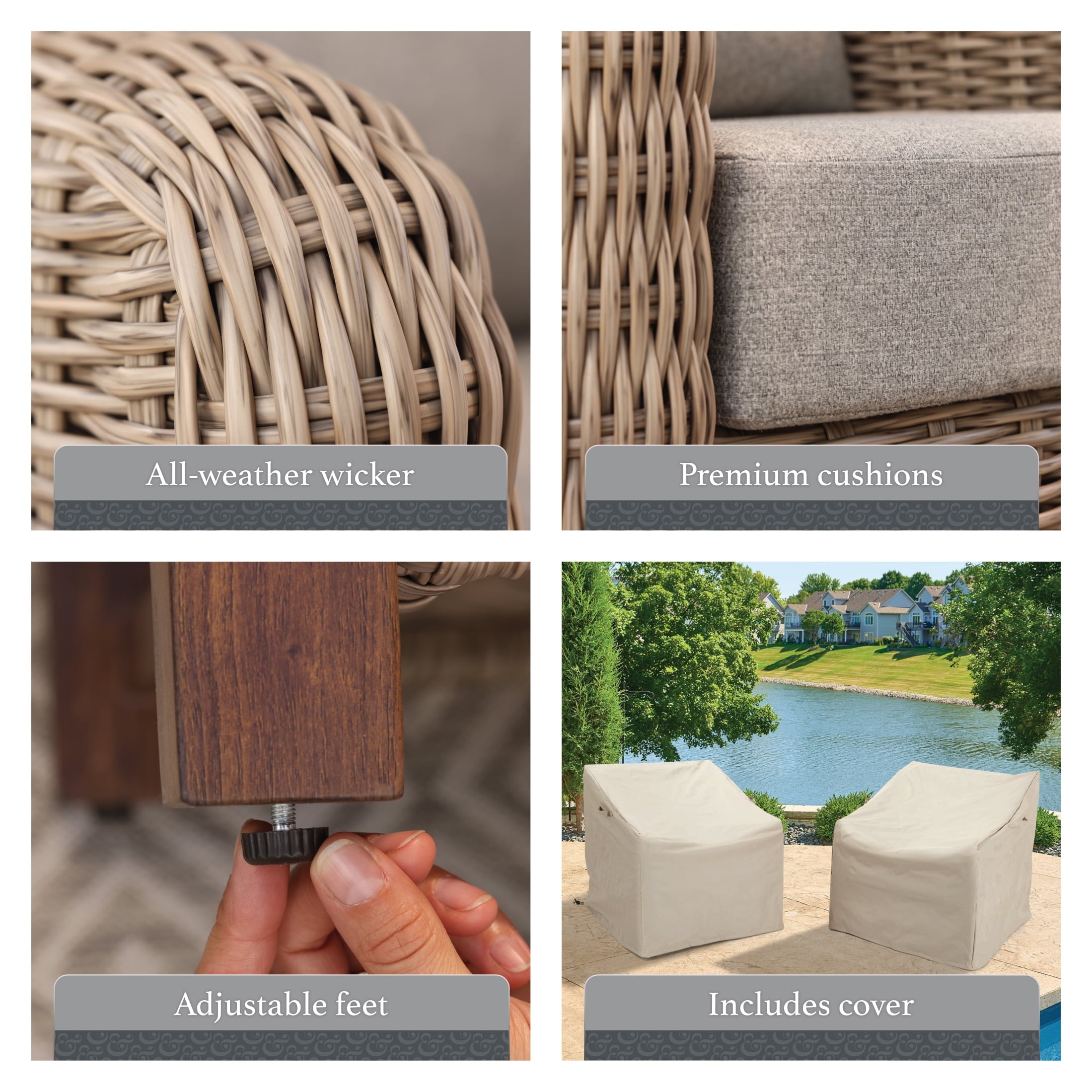 Better Homes & Gardens Bellamy 2-Pack Lounge Chairs with Patio Cover