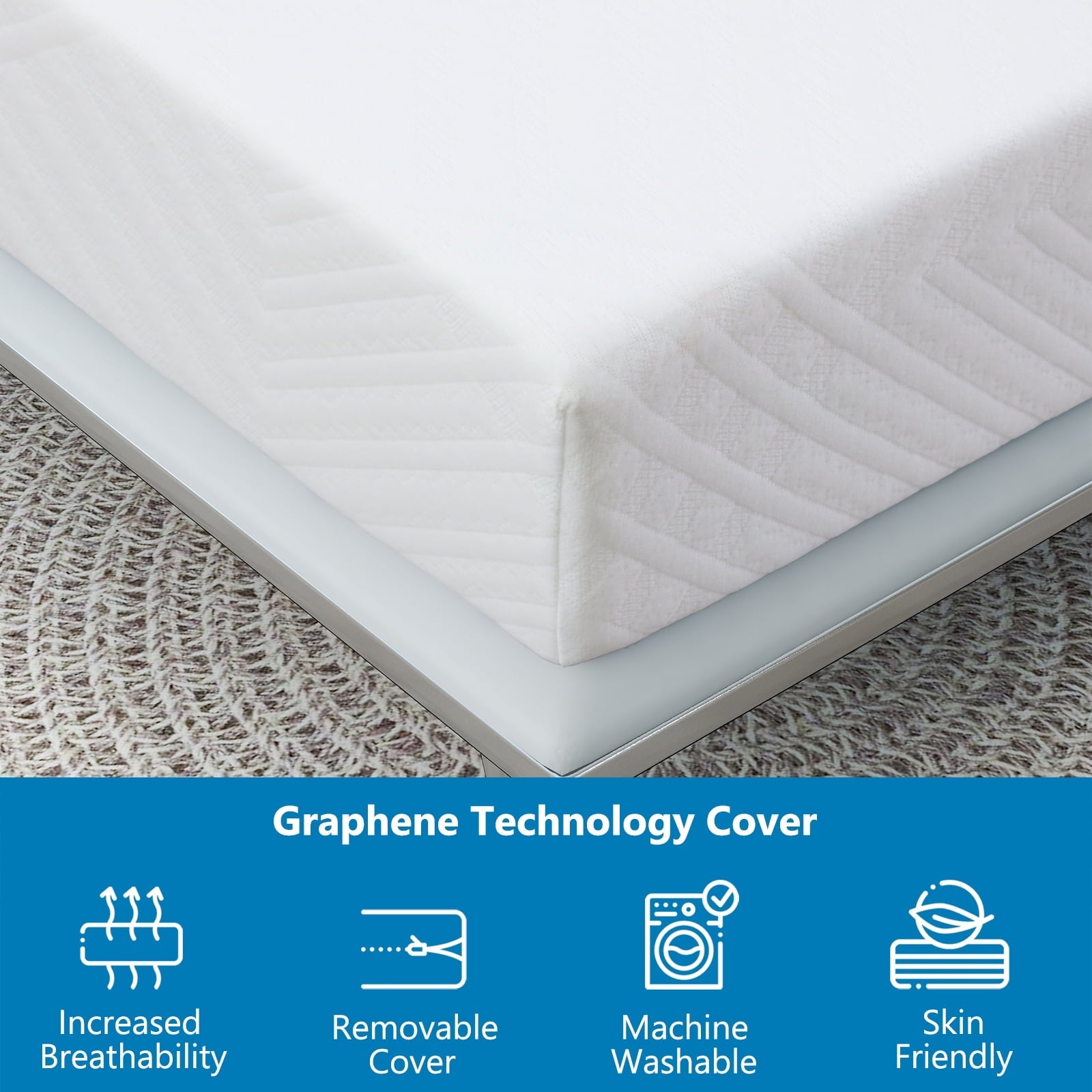 Mattress,6 inch Gel Memory Foam Mattress in a Box with Graphene Fabric Cover