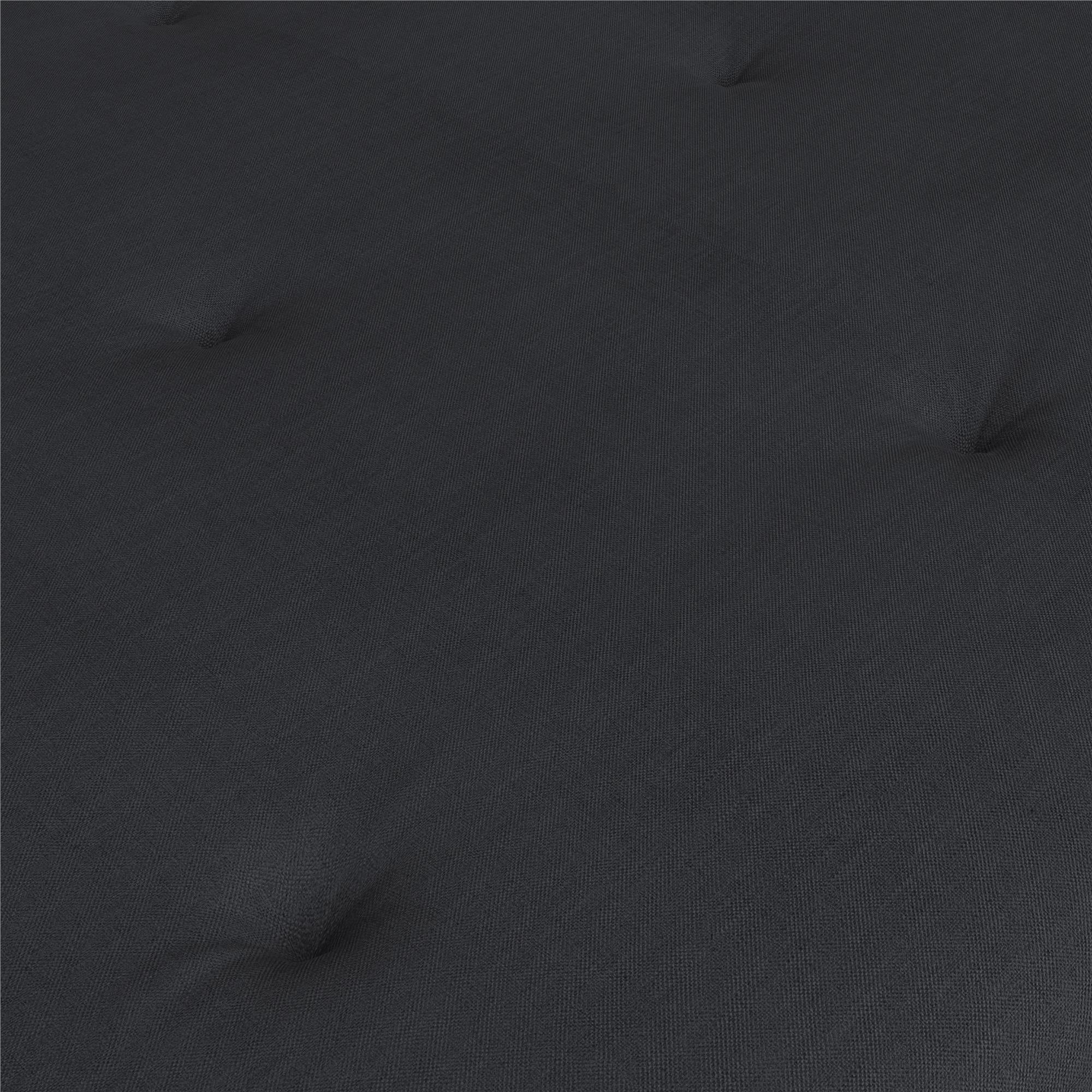 Caddie 6-Inch Futon Mattress with Tufted Cover and Recycled Polyester Fill, Full, Black Linen