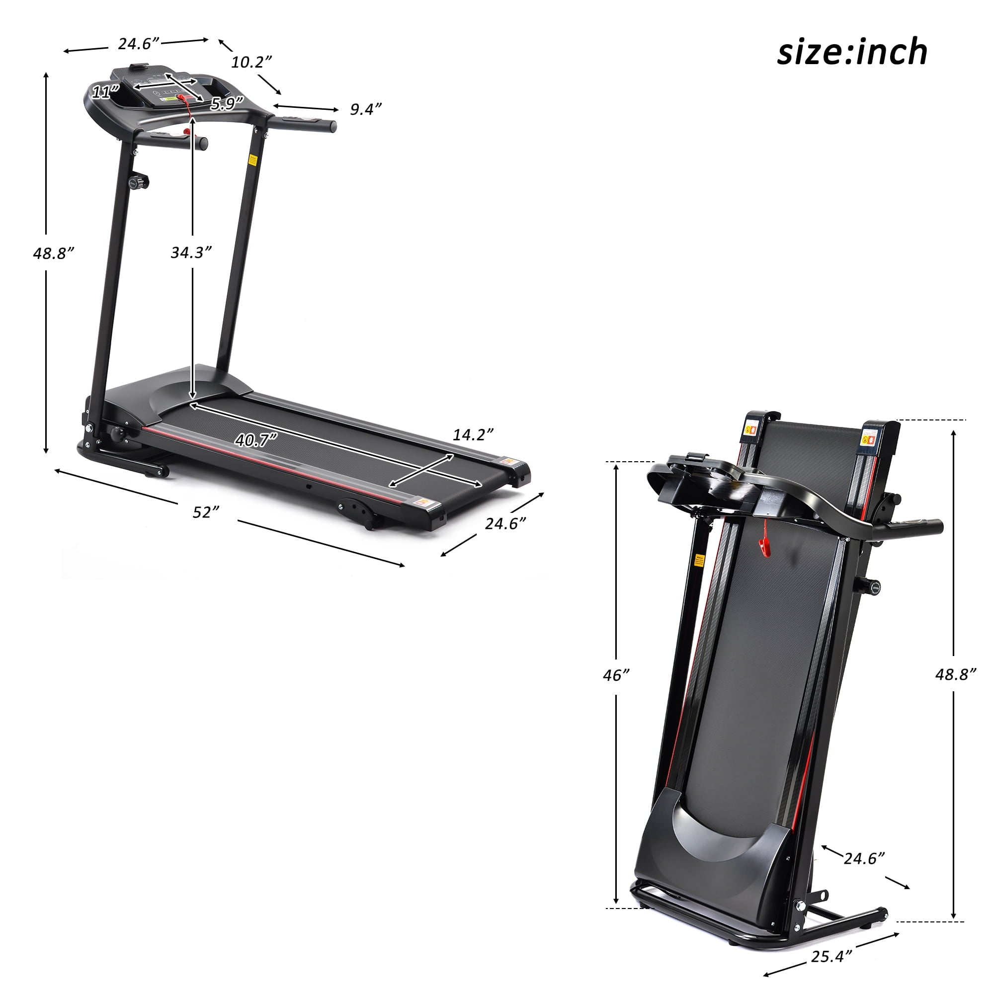 QILLIINN Electric Treadmill 2.5 HP Home Folding Treadmill with LCD Display, 12 Preset Programs Treadmill - 220 lbs.
