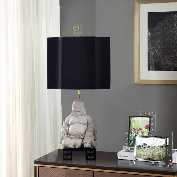 Dann Foley 27.25 in. Light Gray, Black Lamp