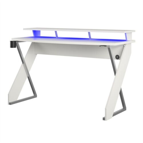 NTense Xtreme Gaming Desk with Riser in White