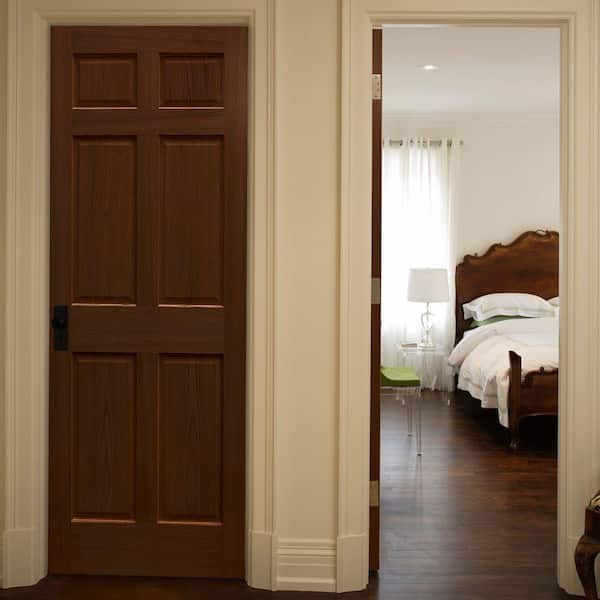 Expressions 32 in. x 80 in. Unfinished 6-Panel Engineered Solid Core Red Oak Interior Door Slab