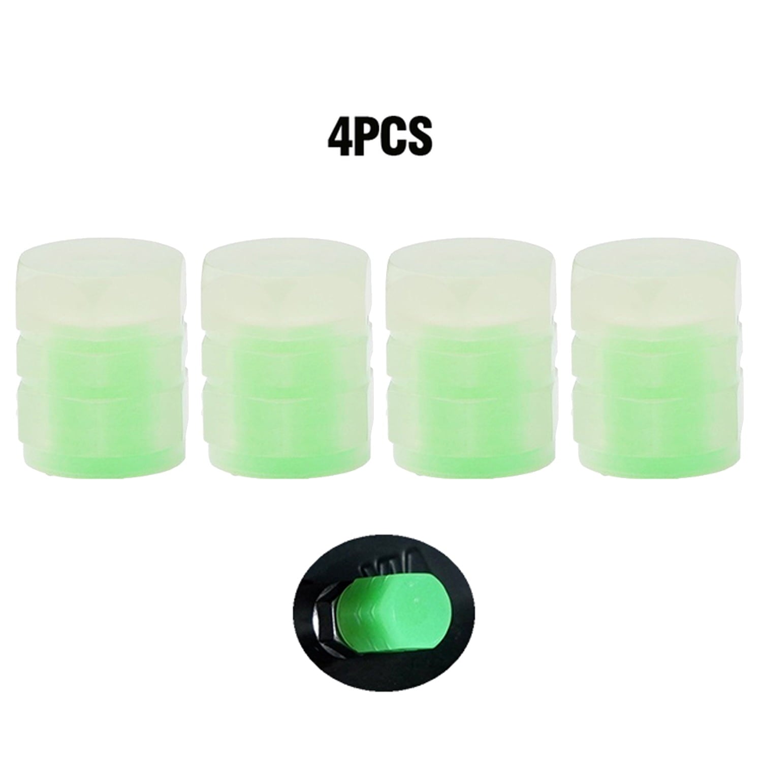 Tire Caps, 100/50/40/20/10/4 Pack Fluorescent Valve Stem Caps Universal Tire Air Covers for Car, Truck, SUV, Motorcycles, Bike (Green 4pcs)