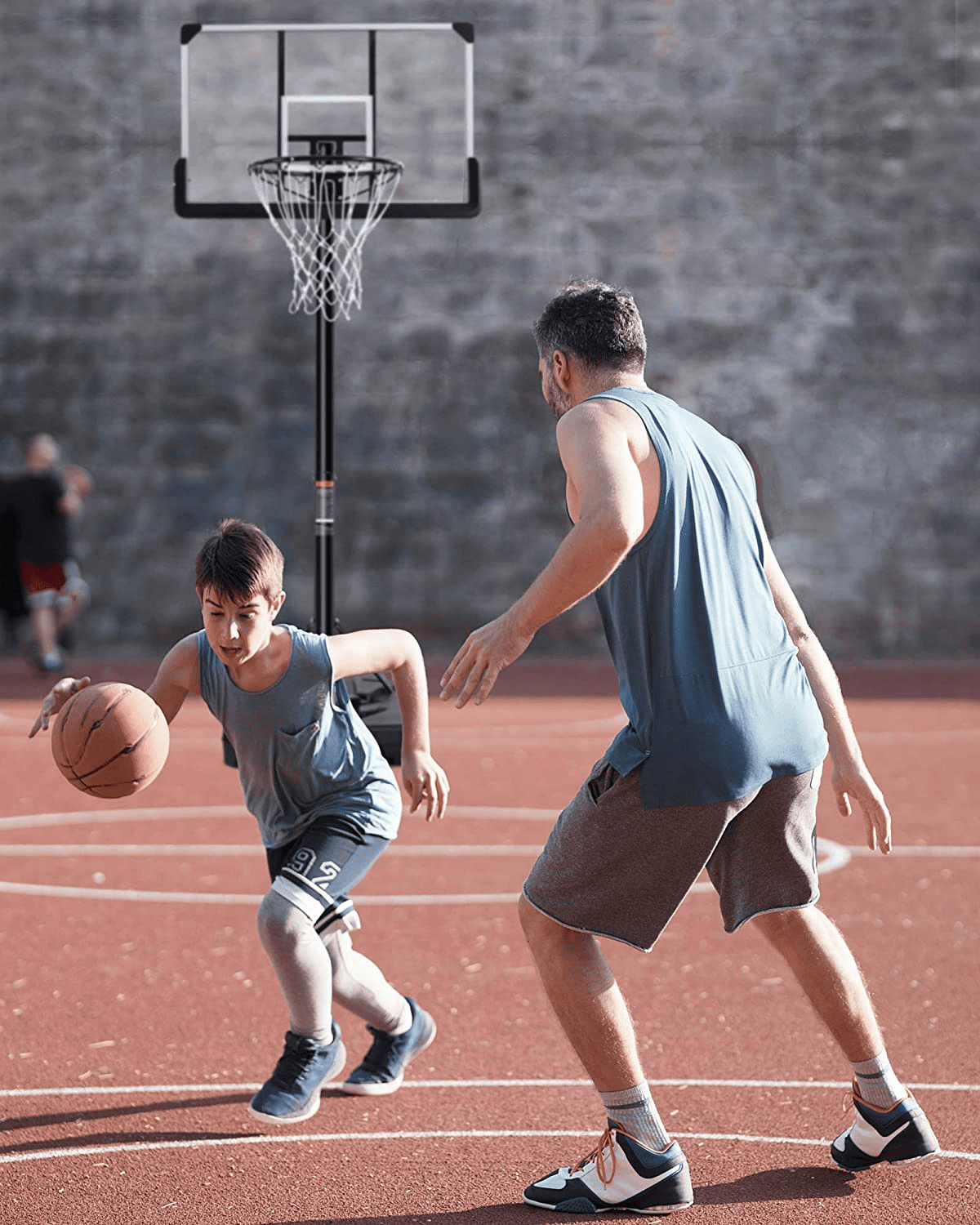 Portable Basketball Hoop Goal Basketball Hoop System Height Adjustable 7 ft. 6 in. - 10 ft. with 44 inch Indoor Outdoor PVC Backboard Material