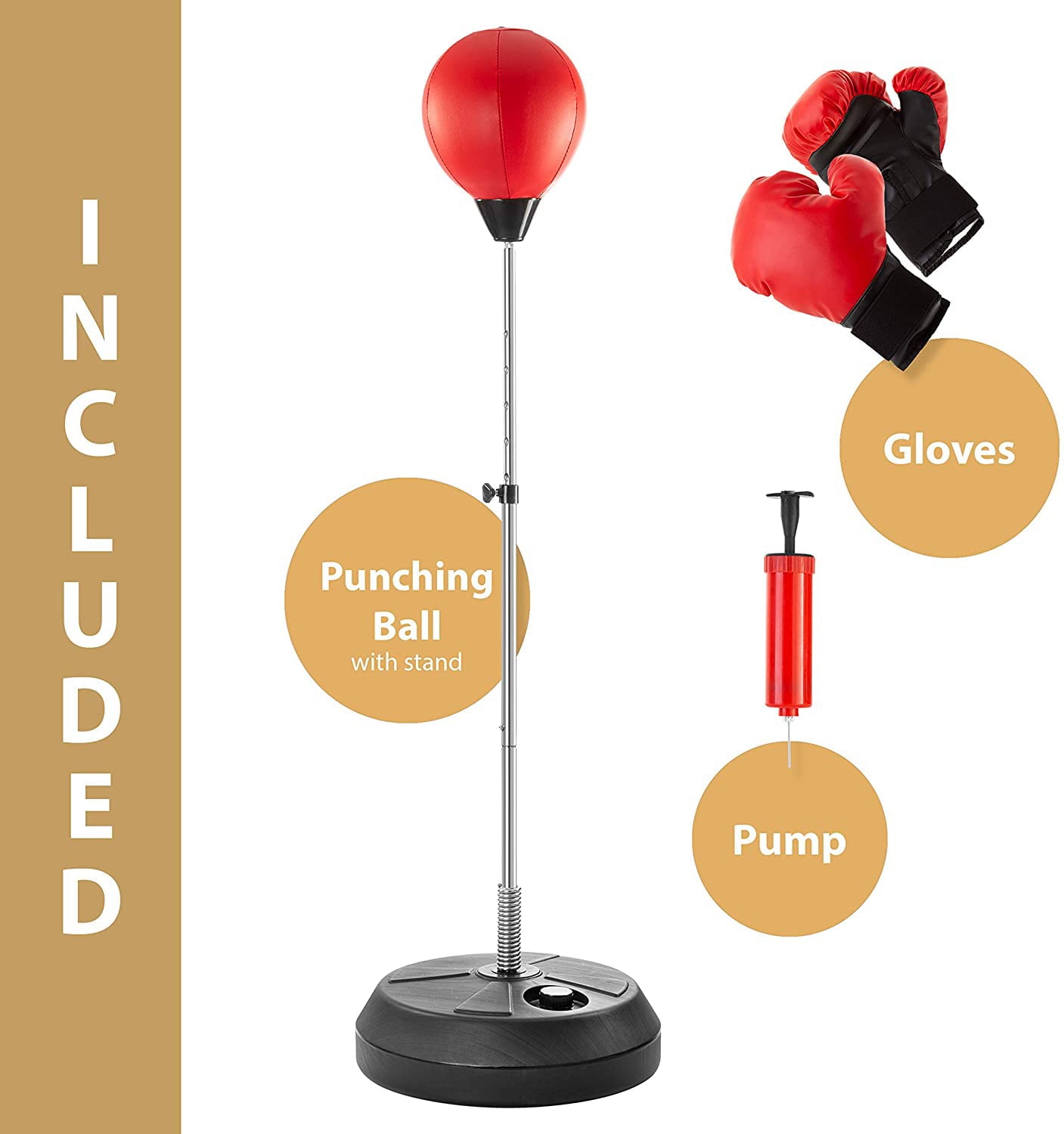 Delaman Punching Bag with Stand for Adults & Kids, Adjustable Height Freestanding Punching Ball Boxing Speed Bag, Ideal for MMA Reflex Speed Training, Fitness,Punching and Muscle Building