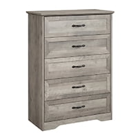 Dresser for Bedroom with 5 Drawers, Tall Wood Drawer Dresser Chest of Drawers for Closet, Living Room, Hallway, Nursery, Kids Bedroom, Grey