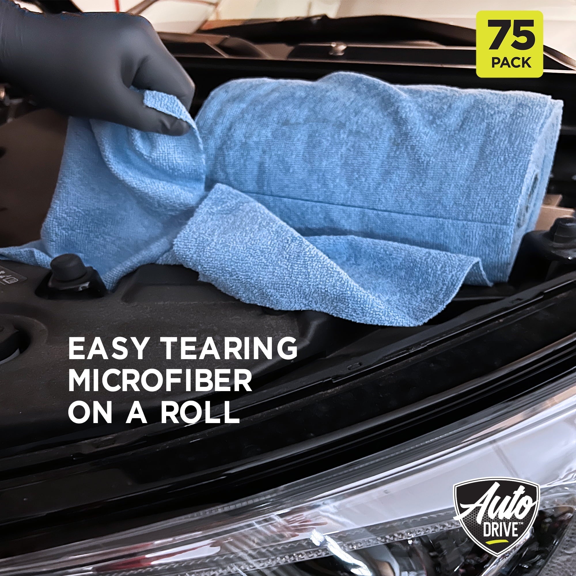 Auto Drive Tear Away Multi-Purpose Microfiber Towels on a Roll, Cleaning 75 Pack