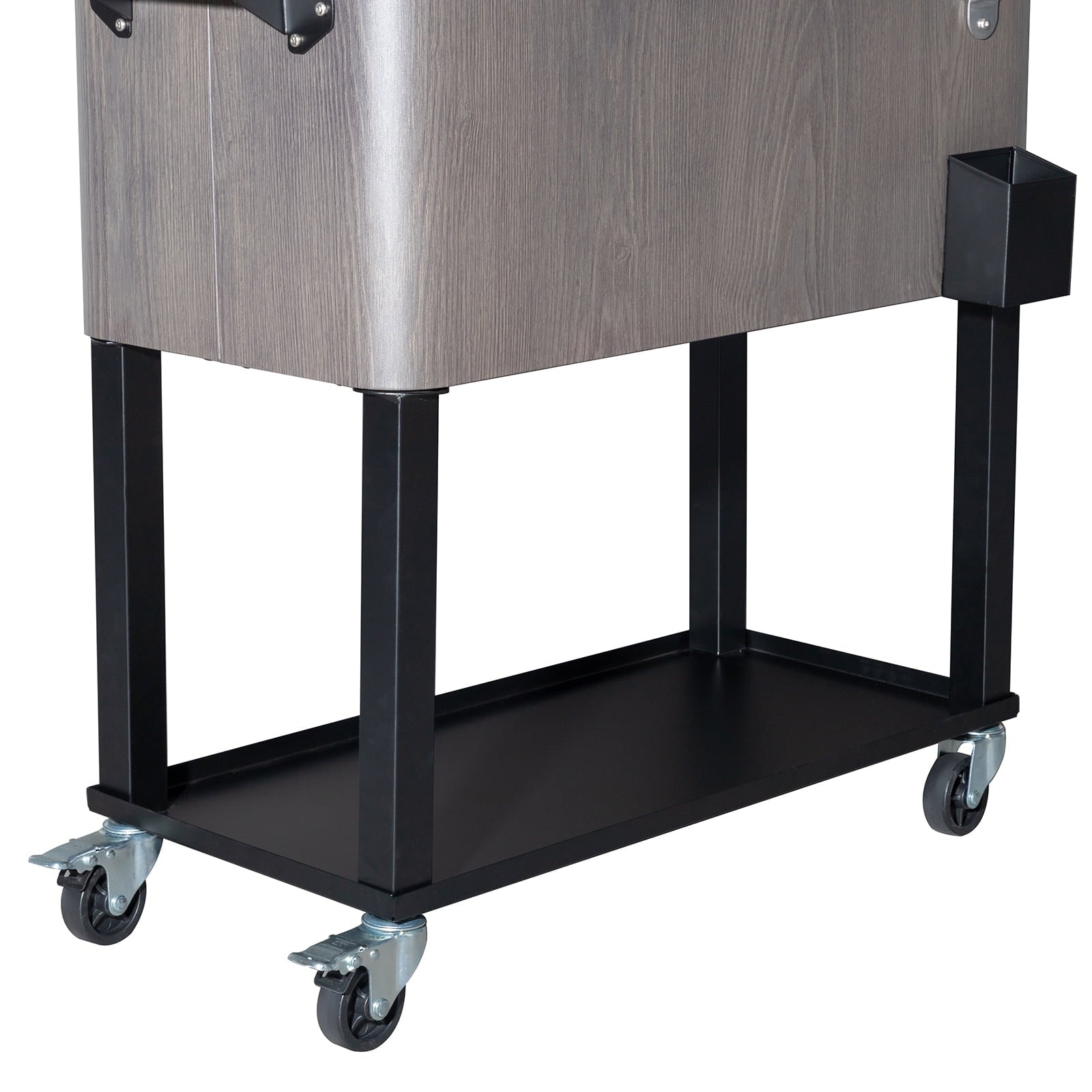 SamyoHome Cooler Cart 80QT Frozen Function with Shelf Wood Grain Accent Patio Ice Chest Gray
