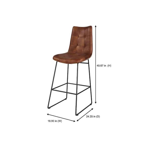 Ivers Stitched Faux Leather Upholstered Bar Stool with Back