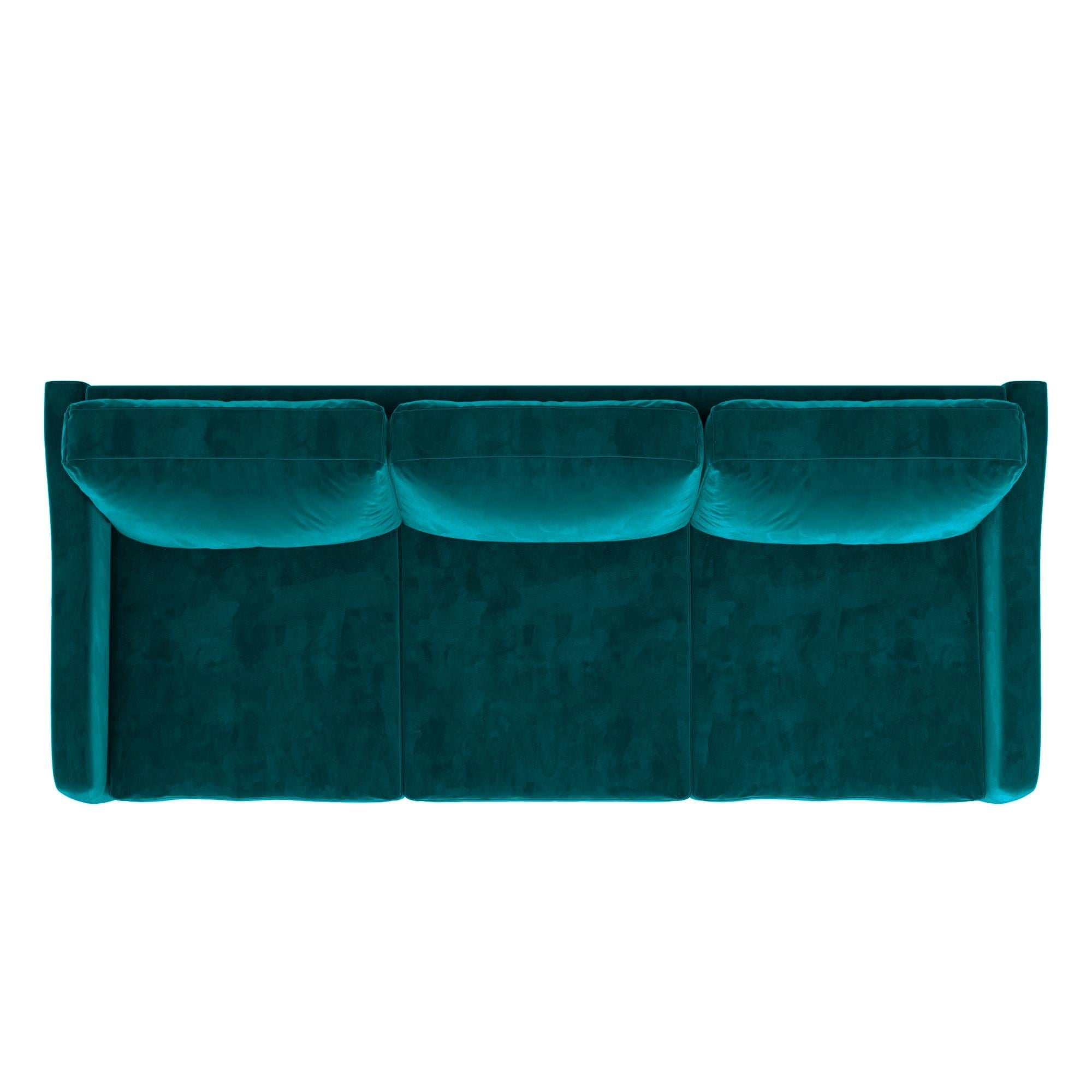 DHP Marbella 3-Seater Sofa Couch, Living Room Furniture, Green Velvet