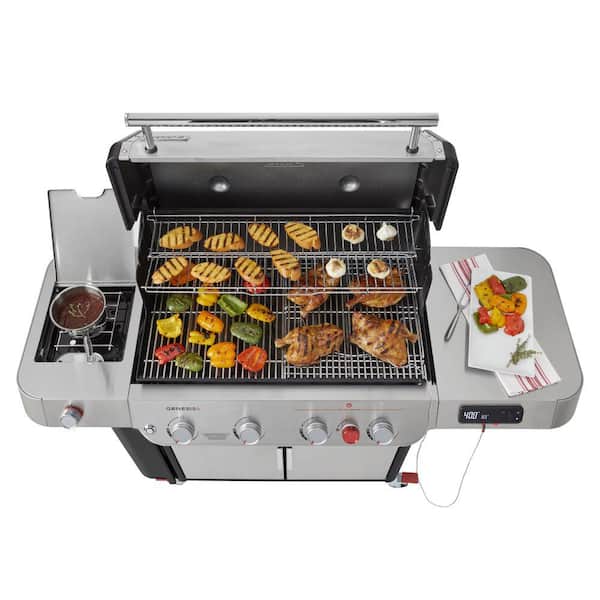 Genesis SPX-435 4-Burner Propane Smart Gas Grill in Stainless Steel with Side Burner