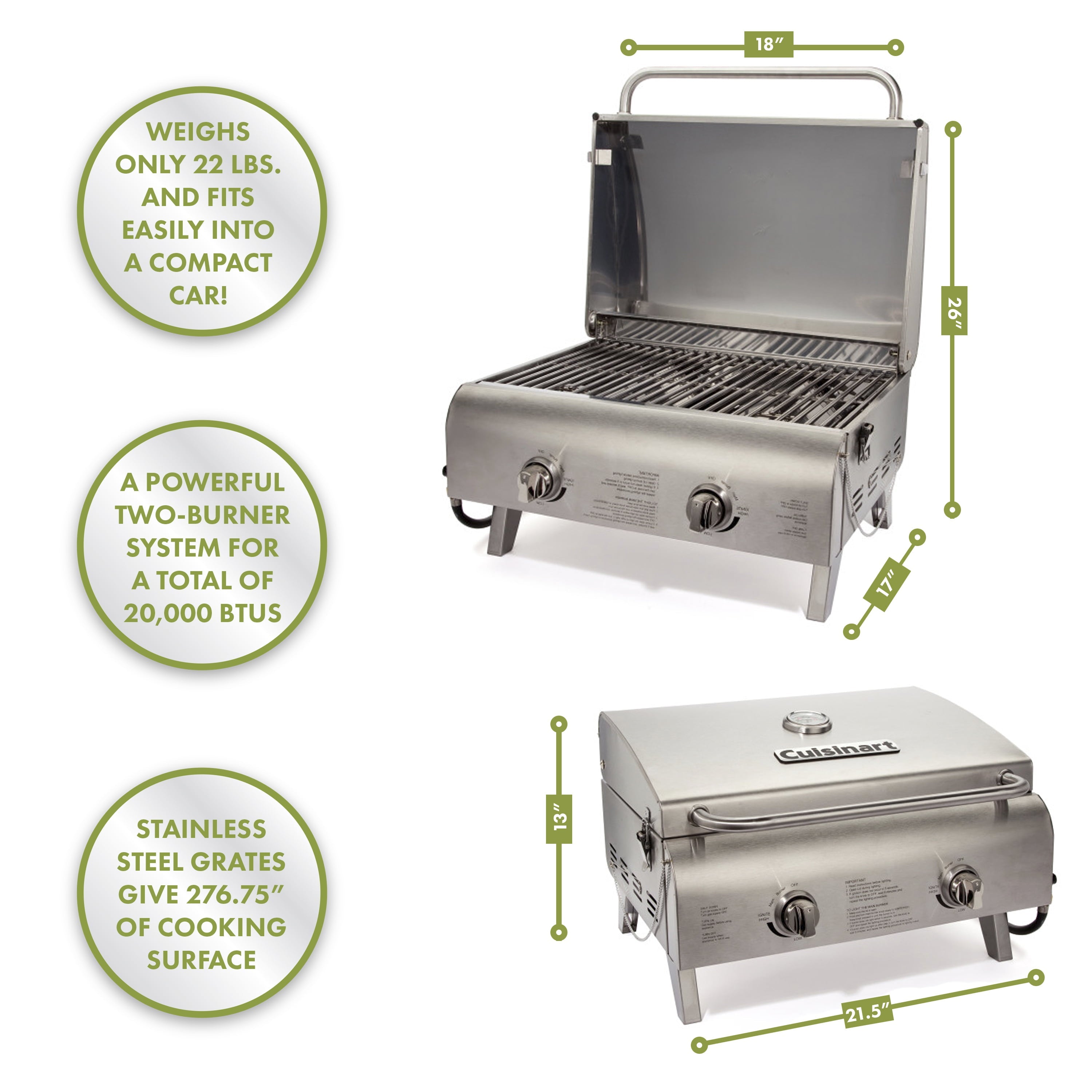 Chefs Style Stainless Tabletop Gas Grill