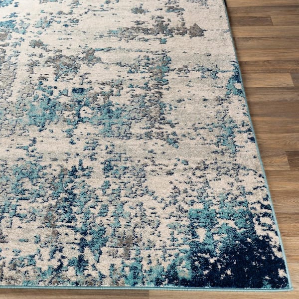 Yamikani Aqua 8 ft. x 10 ft. Abstract Distressed Abstract Area Rug
