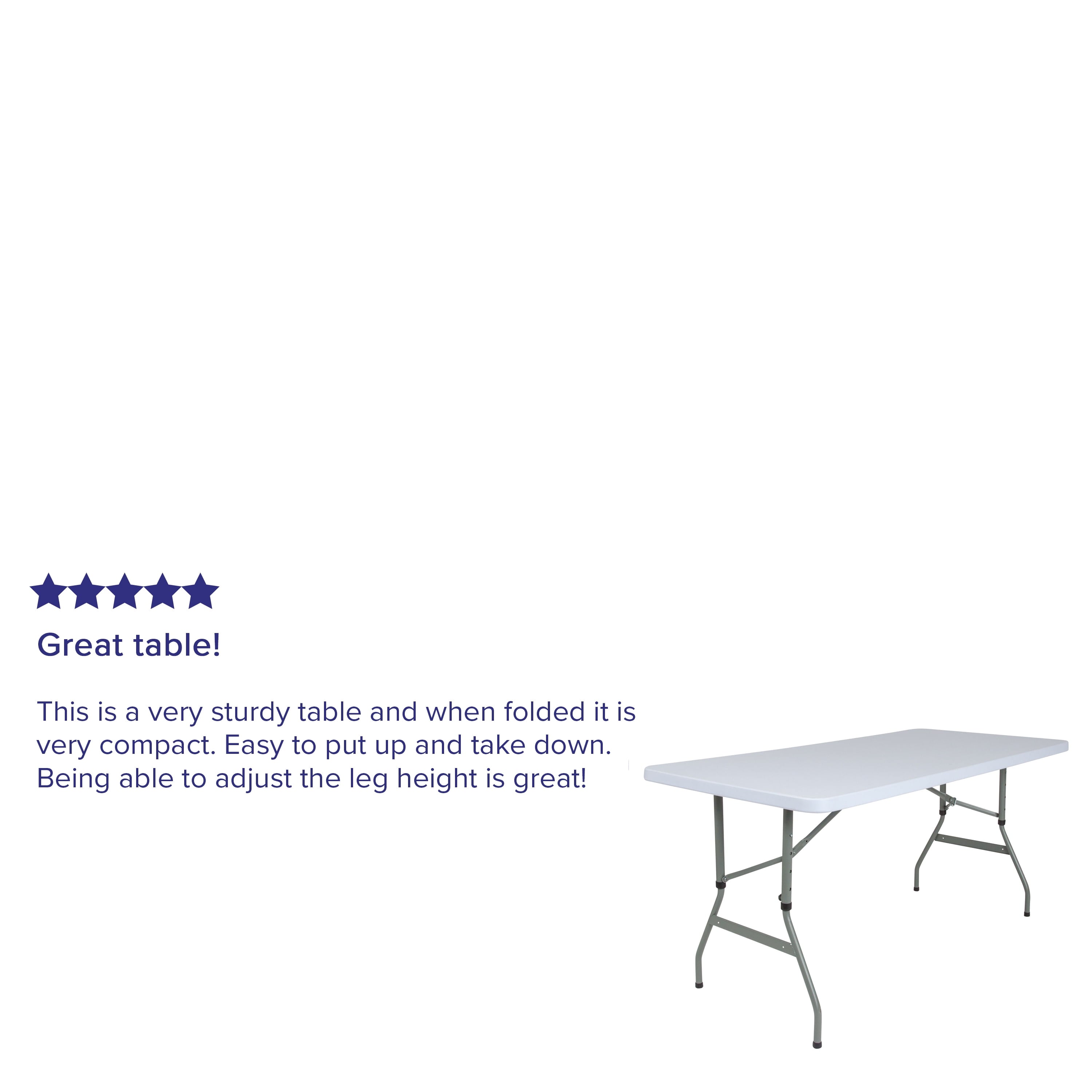 Flash Furniture 4.93-Foot Height Adjustable Granite White Plastic Folding Table