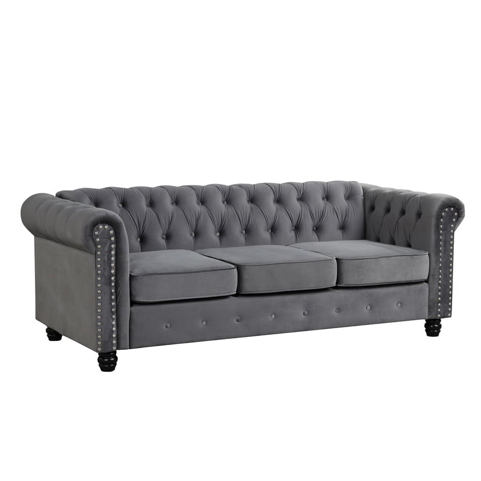 RN Furnishings modern sofa Loveseat velvet fabric Living room furniture Set-Gray