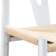 Alden Design Mid-Century Metal Dining Chairs with Woven Hemp Seat, Set of 2, Black