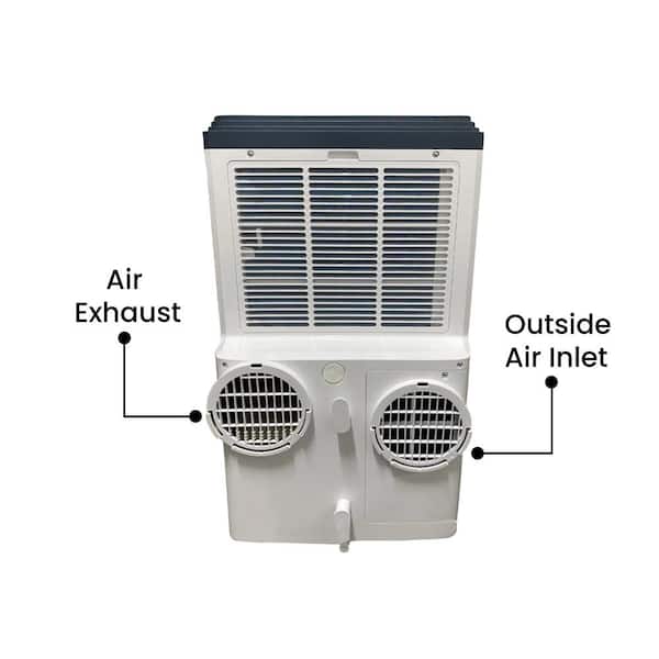 12,000 BTU Portable Air Conditioner Cools 270 Sq. Ft. with Dehumidifier, Air Purifier, Drip Pan Kit and Remote in White