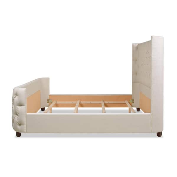 Brooklyn Light Beige Linen King Tufted Panel Bed Headboard and Footboard Set