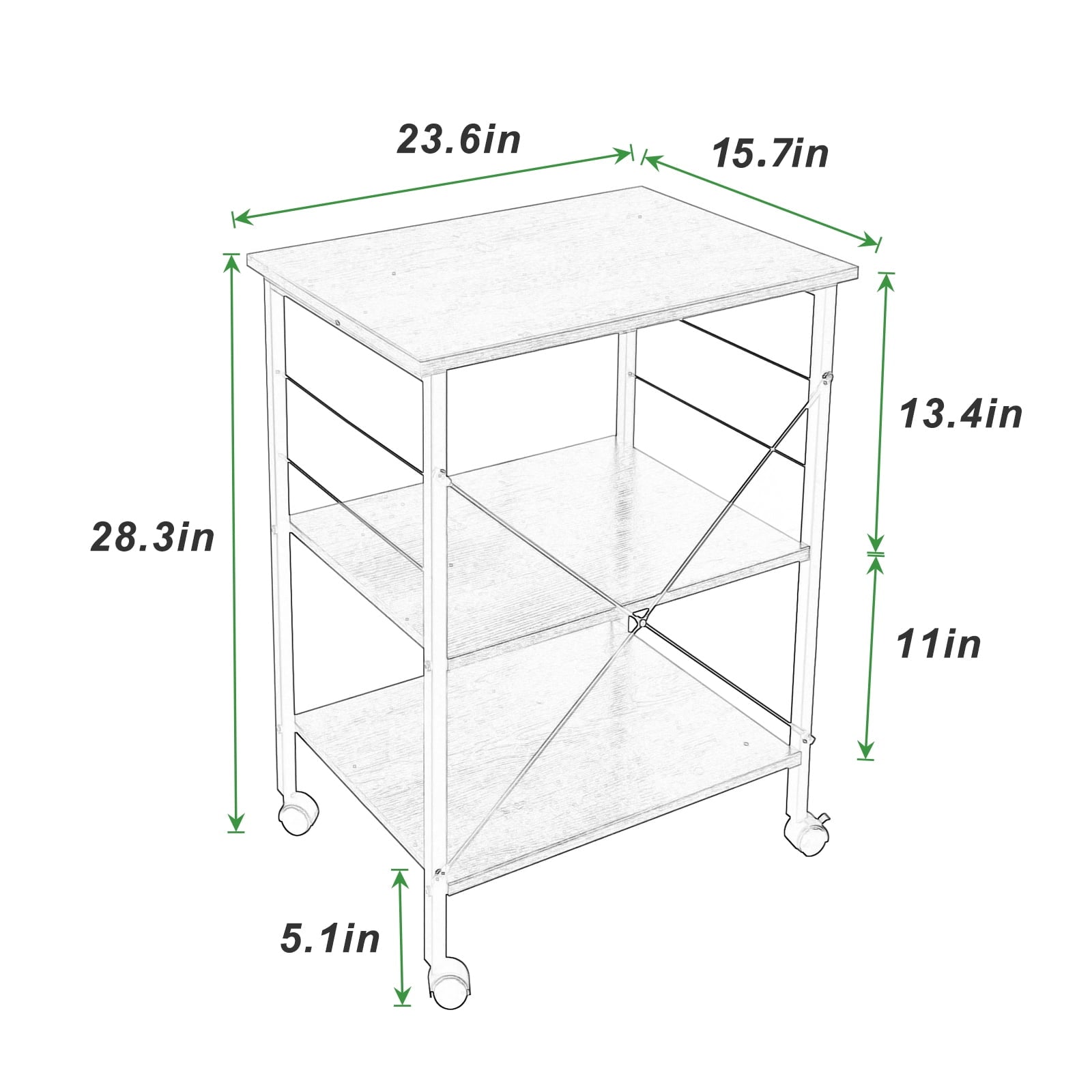 SOGES 3-Tier Kitchen Baker's Rack Utility Microwave Oven Stand Kitchen Cart Island Brown