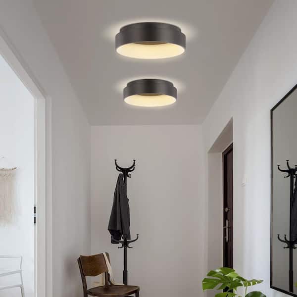 Ring 17.7 in. Black Integrated LED Metal Flush Mount Ceiling Light