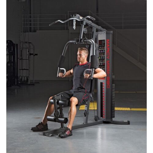 Marcy 150-pound Stack Home Gym - Total Body Training Black/Red Traditional, Casu