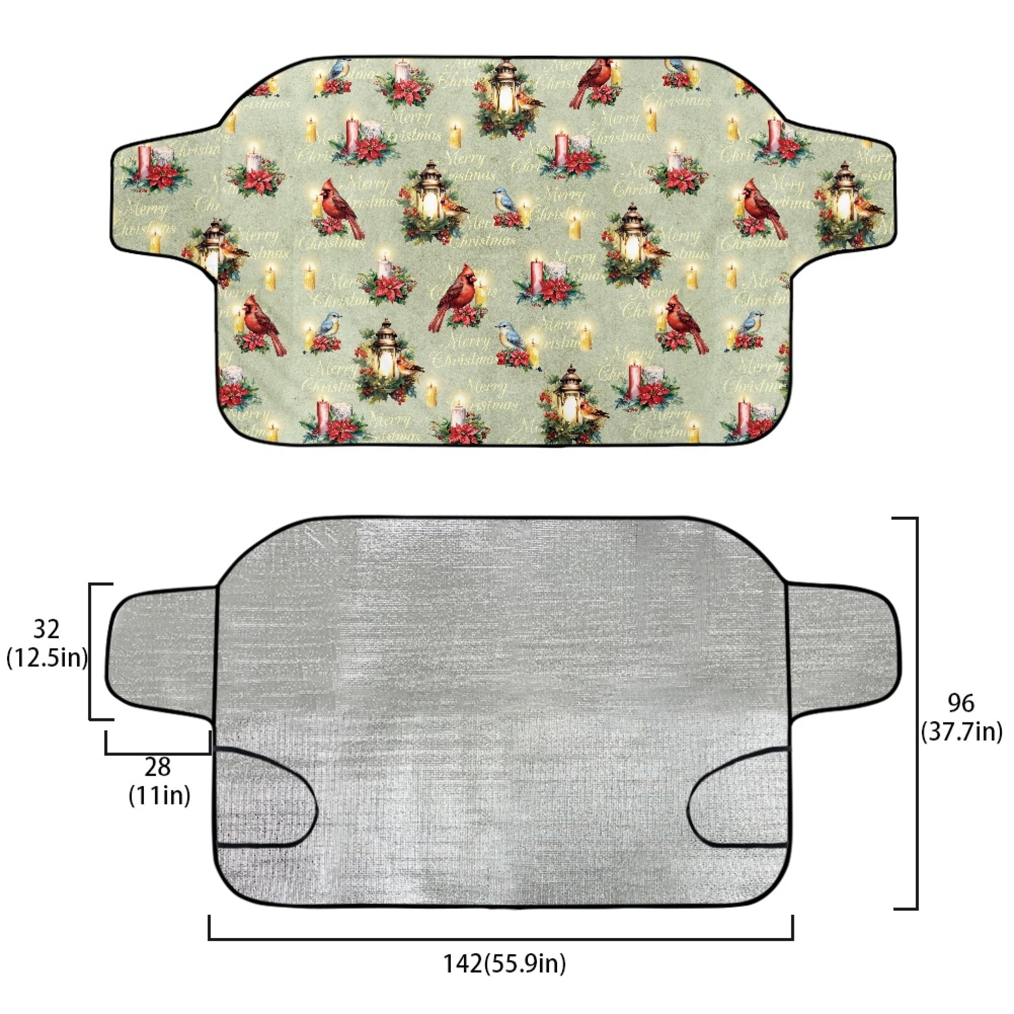 HOTYD Christmas Car Windshield Snow Covers Aluminum Film Material Waterproof Corrosion-Resistant Trucks SUVs Auto Vehicl 55.9x37.7 inches