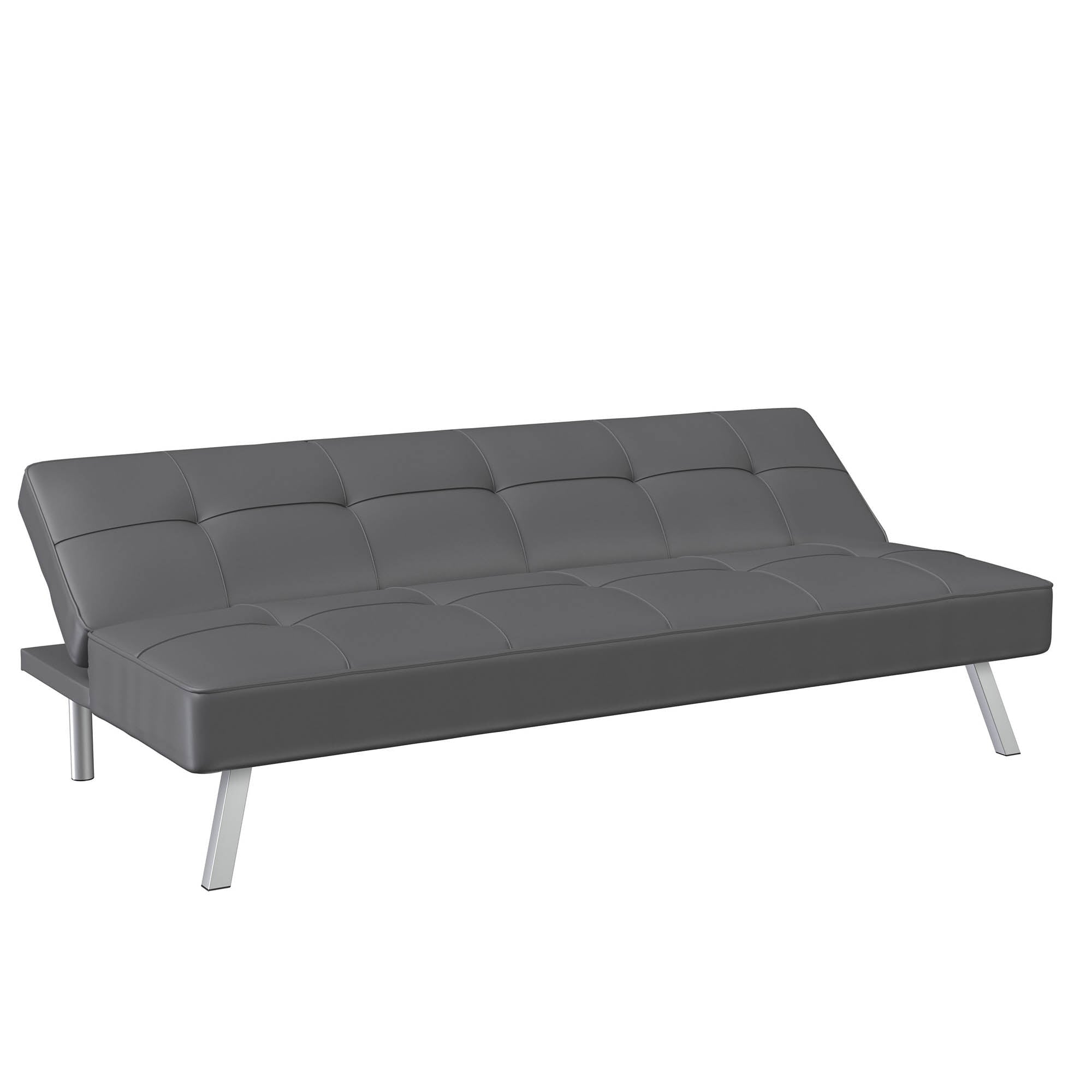 Serta Chelsea Modern Futon, Dark Grey Faux Leather