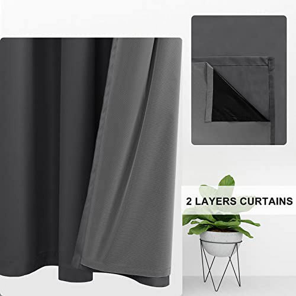 DWCN Room Darkening Grommet Window Curtains Blackout Drapes Total Sun Light Heat Blocking Noise Reducing Thermal Insulated 2 Panels for Living Room (Dark Grey,42