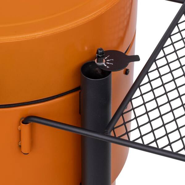 Bronco 284 sq. in. Drum Charcoal Smoker and Grill in Orange with Cover