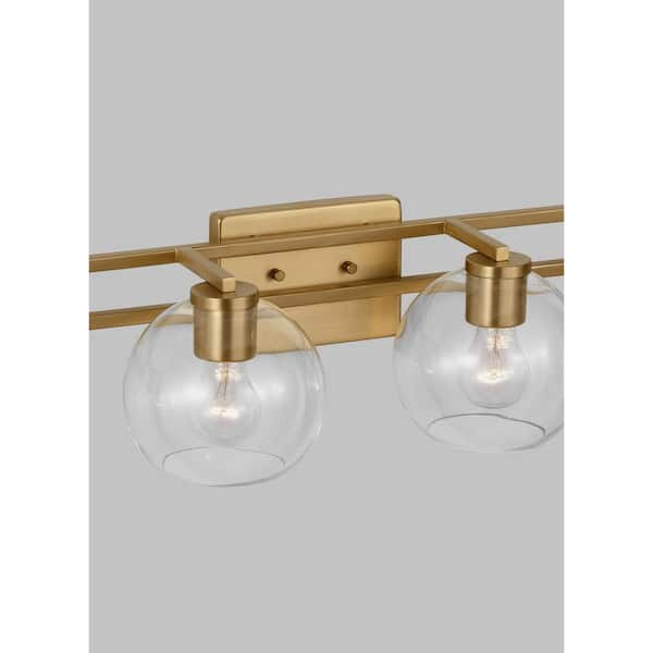 Codyn 40 in. 4-Light Satin Brass Vanity Light with Clear Glass Shades