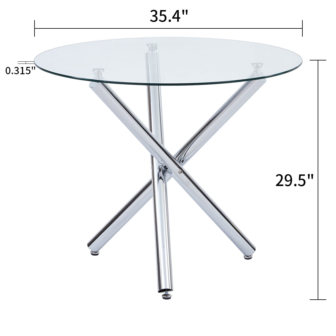 Omni House 5 Piece Round Dining Table Set, Modern Dining Room Table Set for 4,Ideal for Small Spaces Kitchen,Dinette(3 Leg Table + 4 Black Chairs)