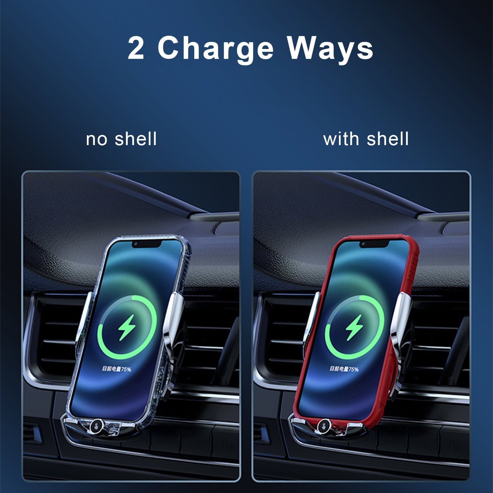 Wireless Car Charger, Electric Induction 15W Wireless Charger Car Vent Mount Bracket Fast Charging Auto-Clamping Car Mount Phone Holder Mount Air Vent Phone Holder