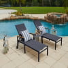 Milan 3-Piece Aluminum Outdoor Patio Furniture Chaise Lounge Chair Set in Charcoal w/ Two Chaise Lounge Chairs and Side Table