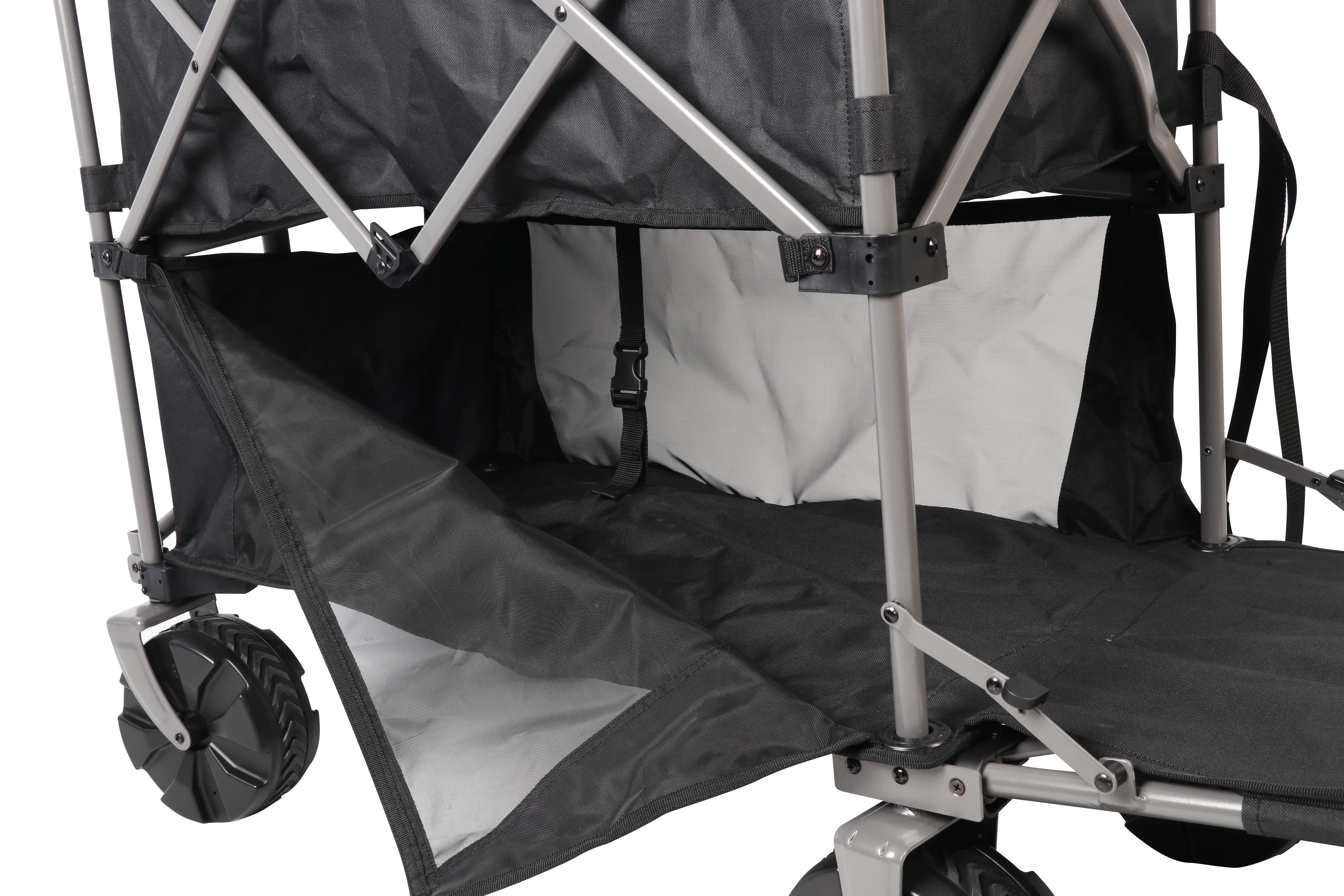 Ozark Trail Double Decker Folding Wagon with Extension Handle, Black