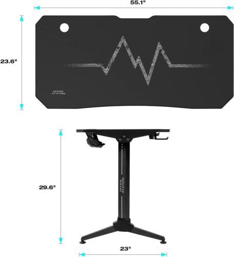 Gaming Desk T-Shaped Pc Computer Table with Carbon Fiber Surface Free Mouse Pad