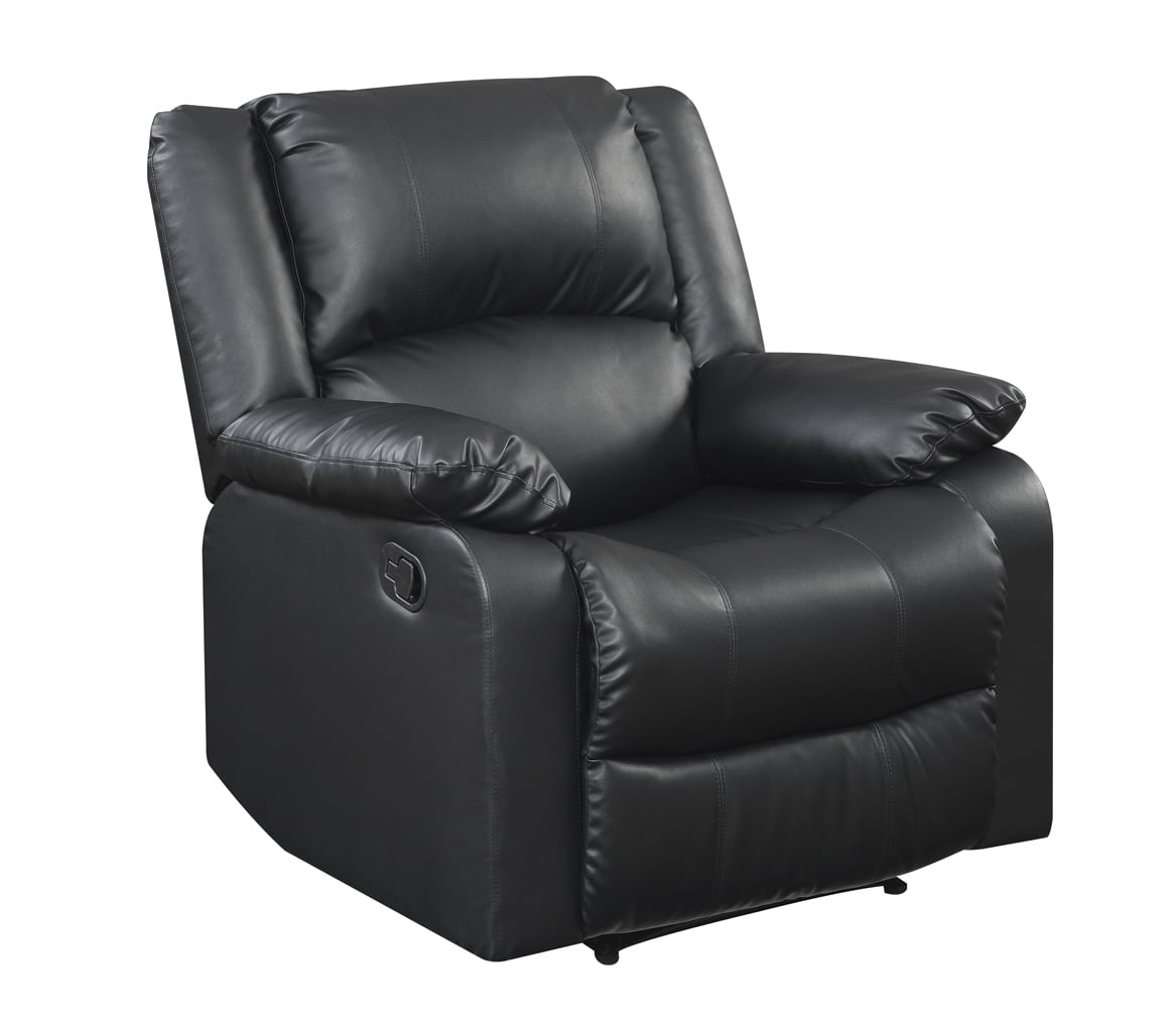 Relax-a-Lounger Warren Standard Manual Recliner, Black Faux Leather