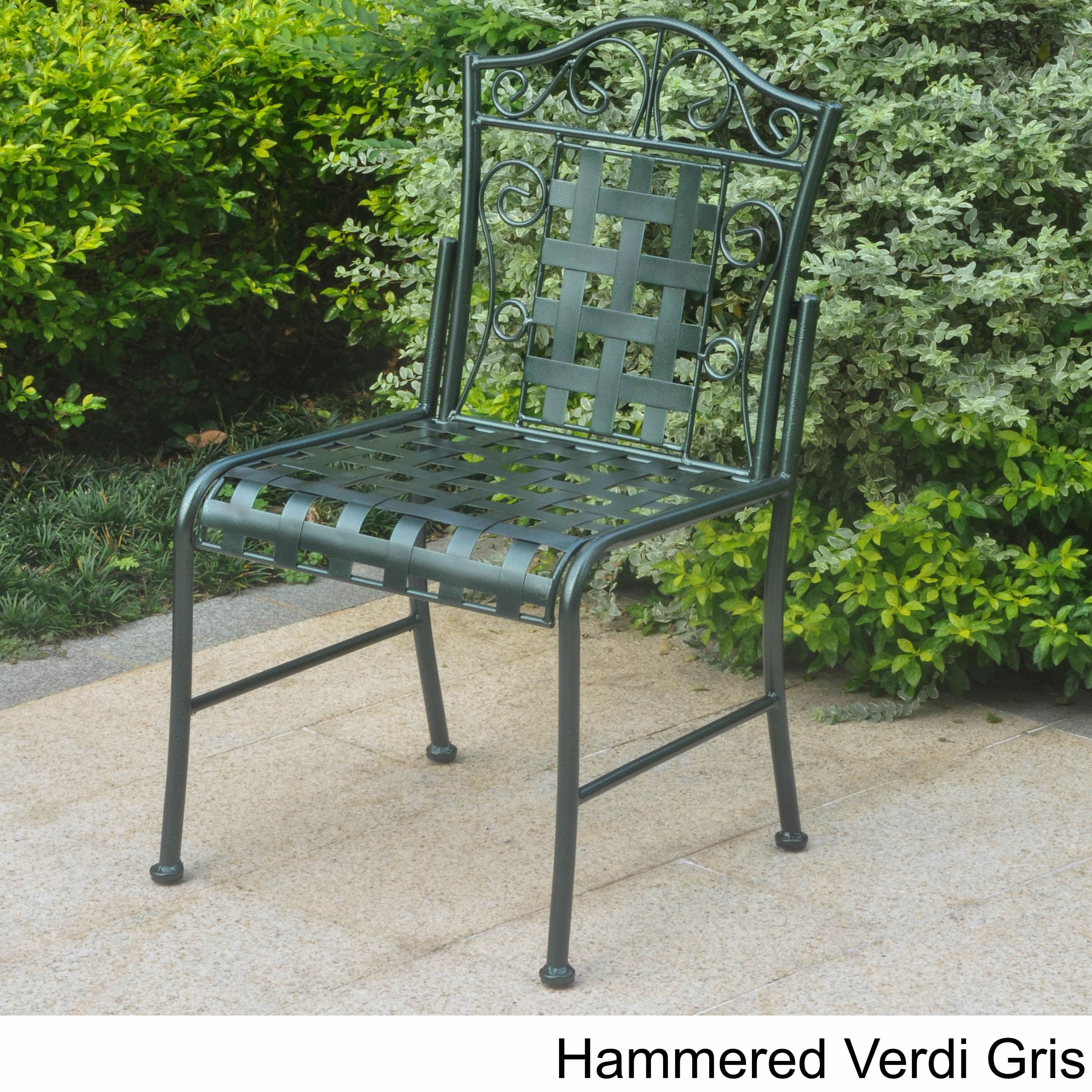 International Caravan 3473-2CH-HD-BZ Mandalay Iron Patio Bistro Chair, Bronze - Set of 2