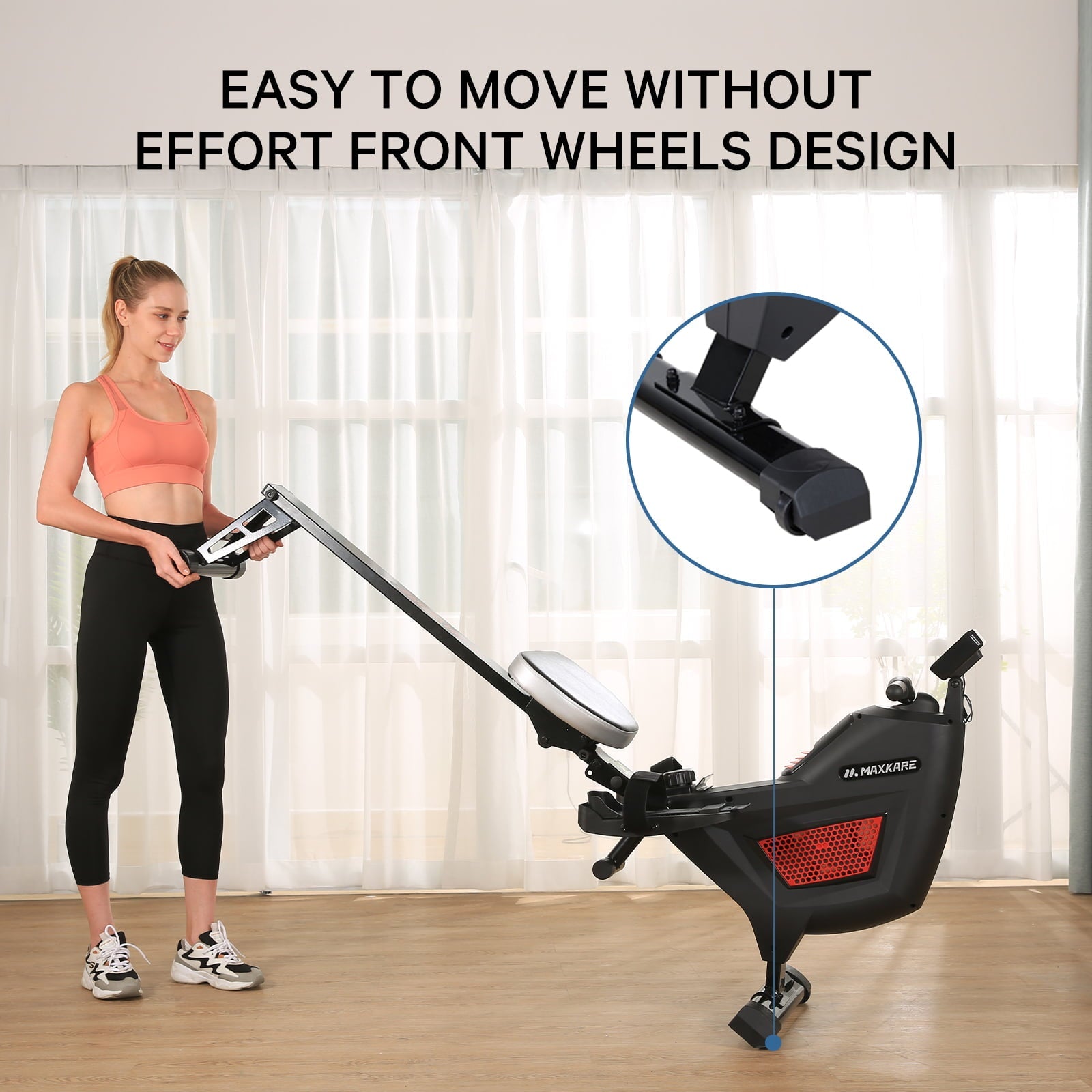 Magnetic Air Rowing Machines for Home Use, 250lbs Capacity 8-Level Magnetic Resistance Foldable Rower for Cardio Exercise Gyms Training Equipment