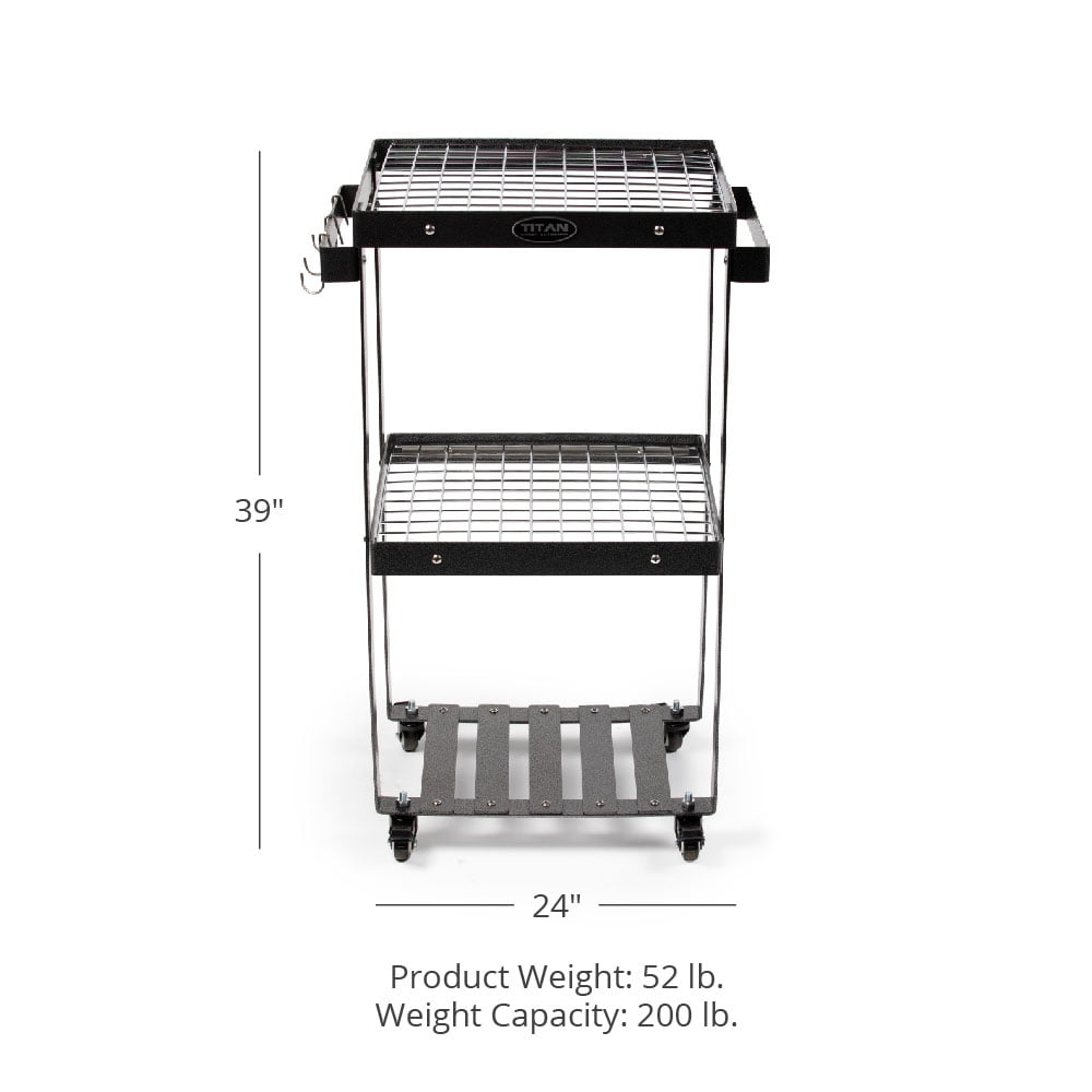 Great Outdoors 3-Tier Barbecue Prep Station and Grill Accessory Serving Cart, Wire Rack Storage Shelves