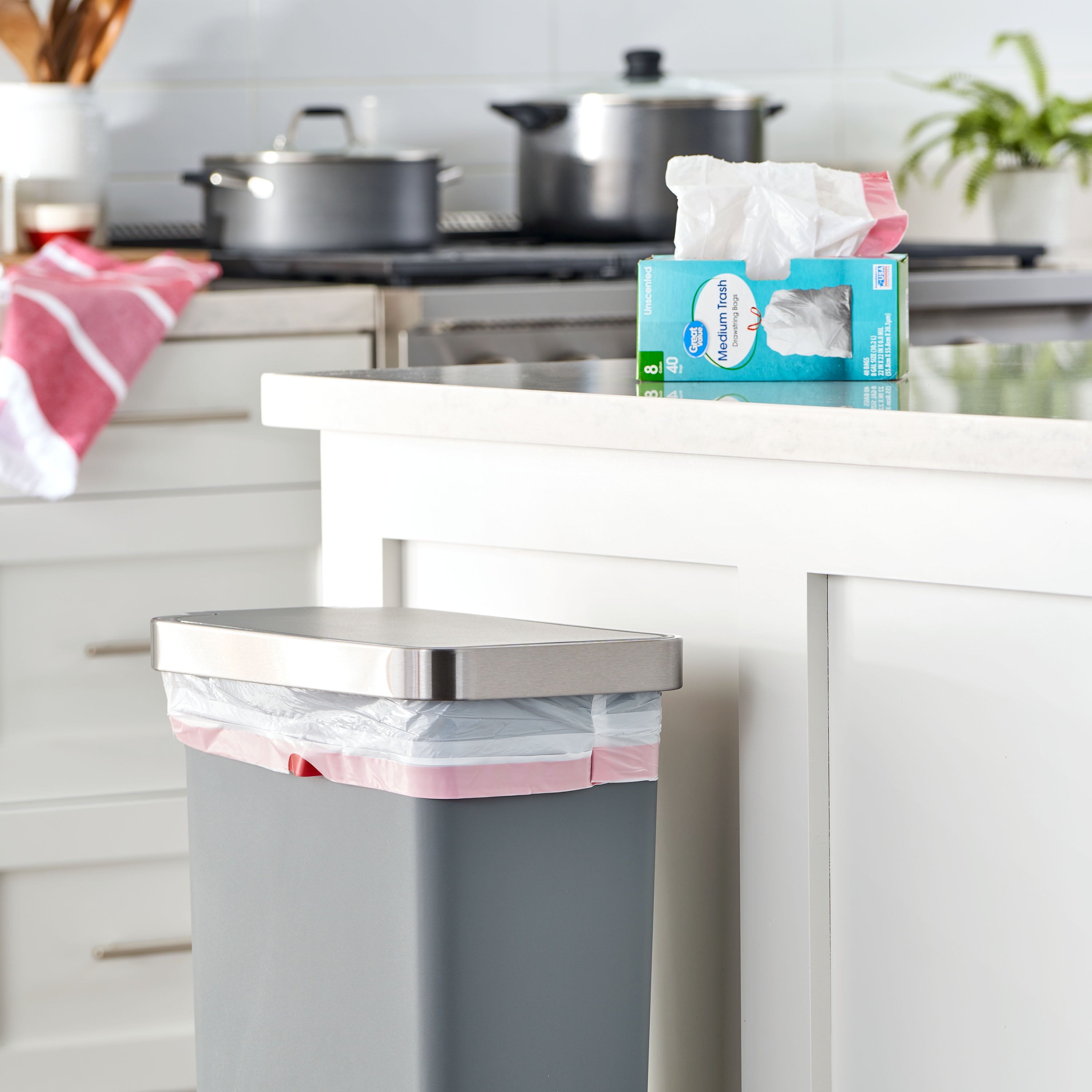 Great Value Medium Trash Drawstring Bags, 8 Gallon, 40 Count