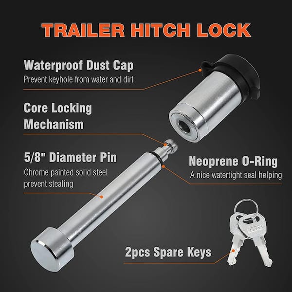 5/8 in. Dia Trailer Hitch Receiver Lock Pin with Keys (2-Pack)