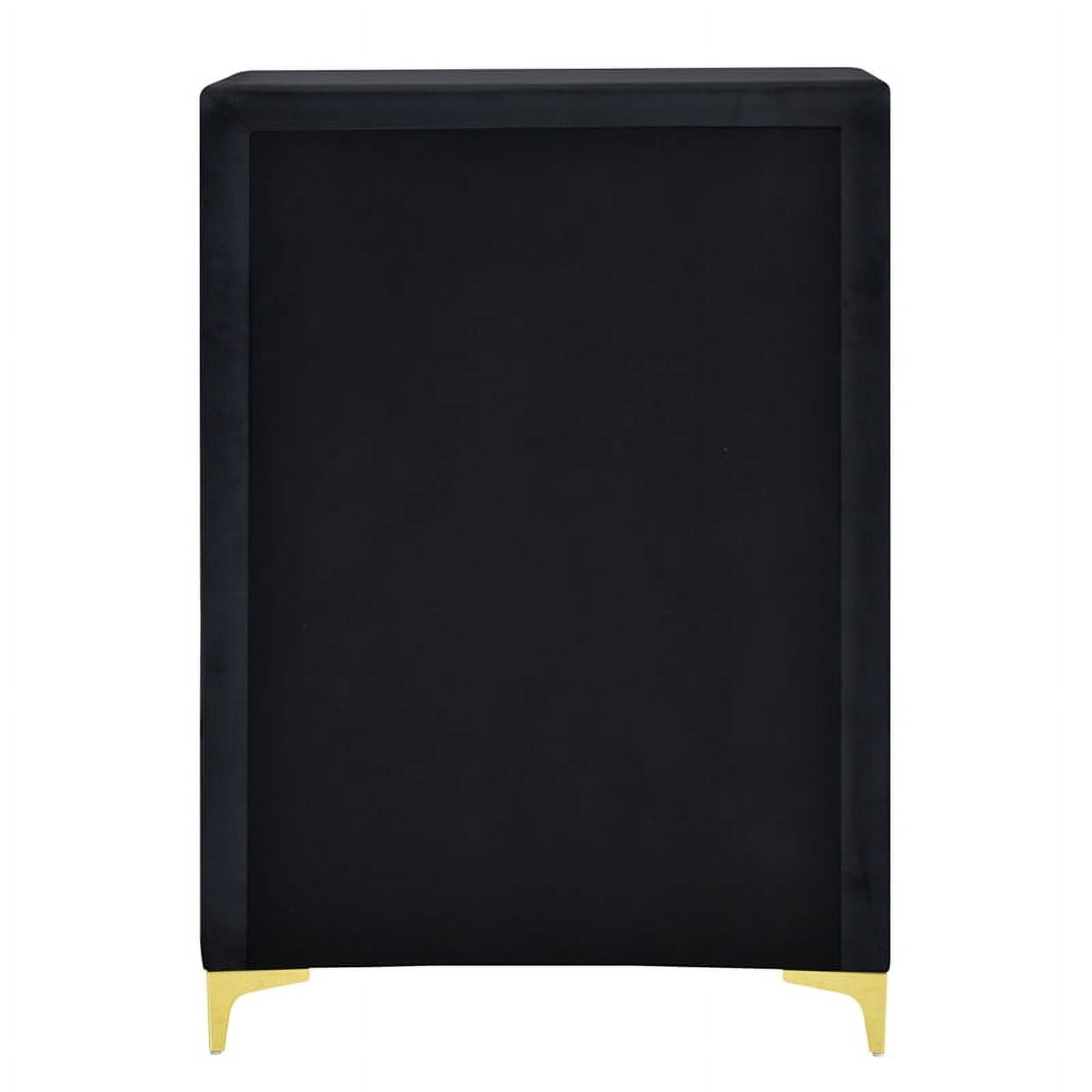 Better Home Products Monique Velvet Upholstered 5-Drawer Chest in Black