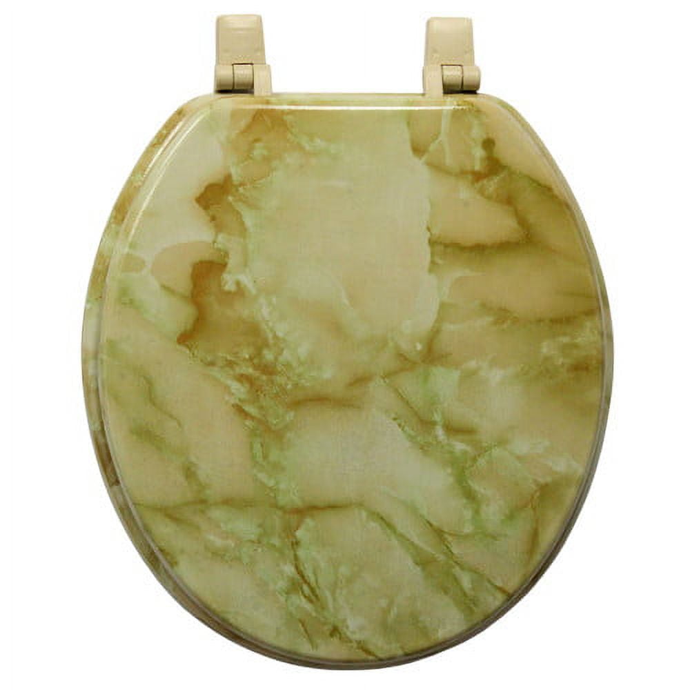 Trimmer Marbleized Molded Wood Round Toilet Seat