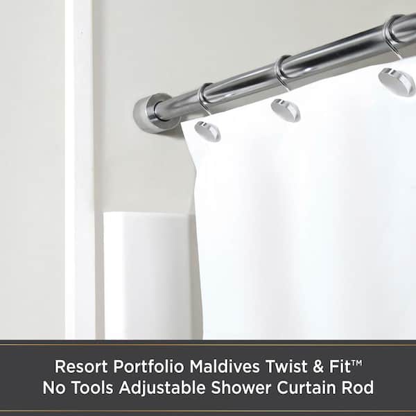42 in. - 72 in. Resort Portfolio Maldives Twist and Fit No Tools Adjustable Shower Curtain Rod in Chrome