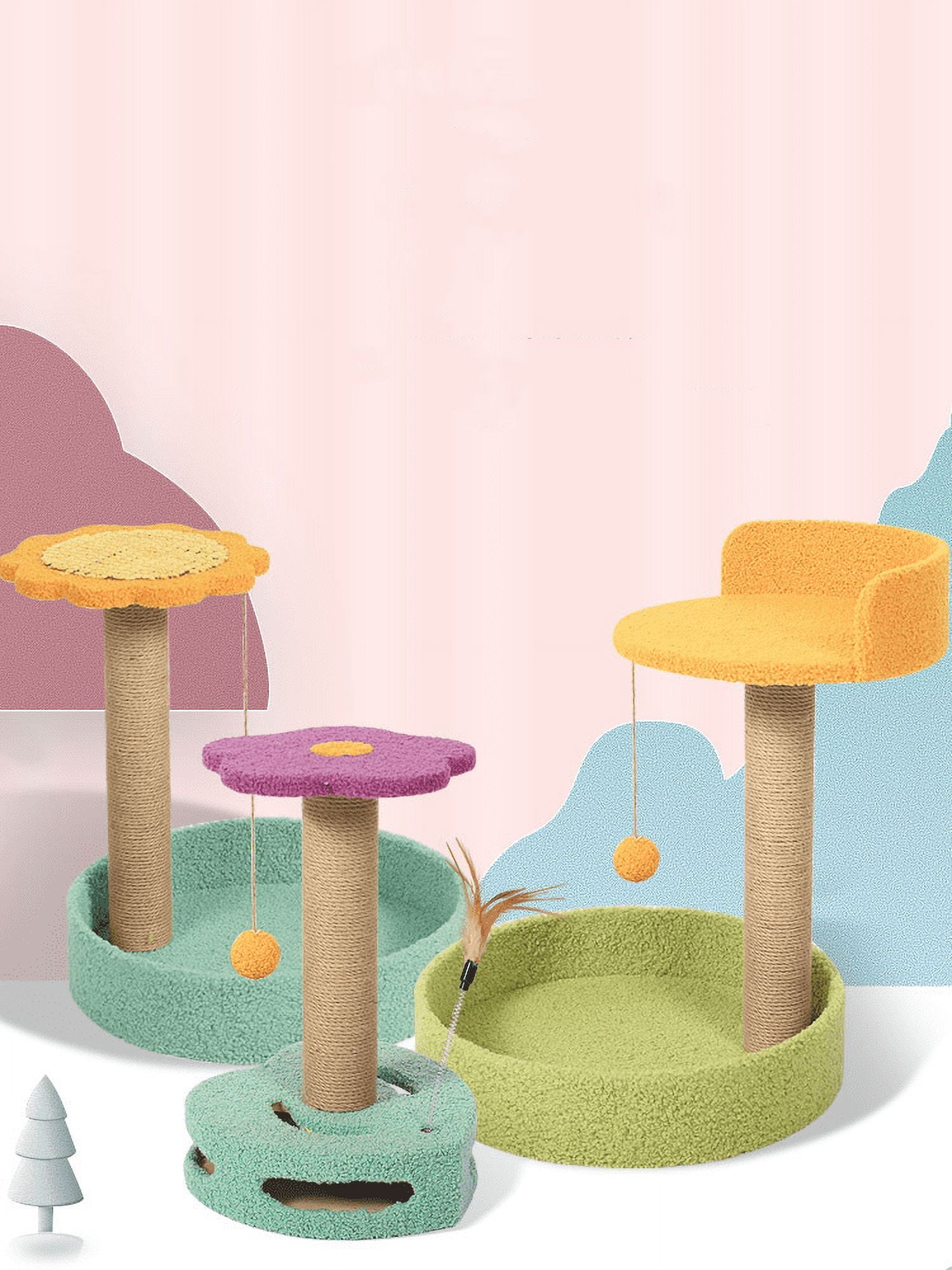 VIVEFOX Cat Scratching Post Cat Toy Grinding Claw Toy Cat Climbing Frame Featuring with Interactive Dangling Ball